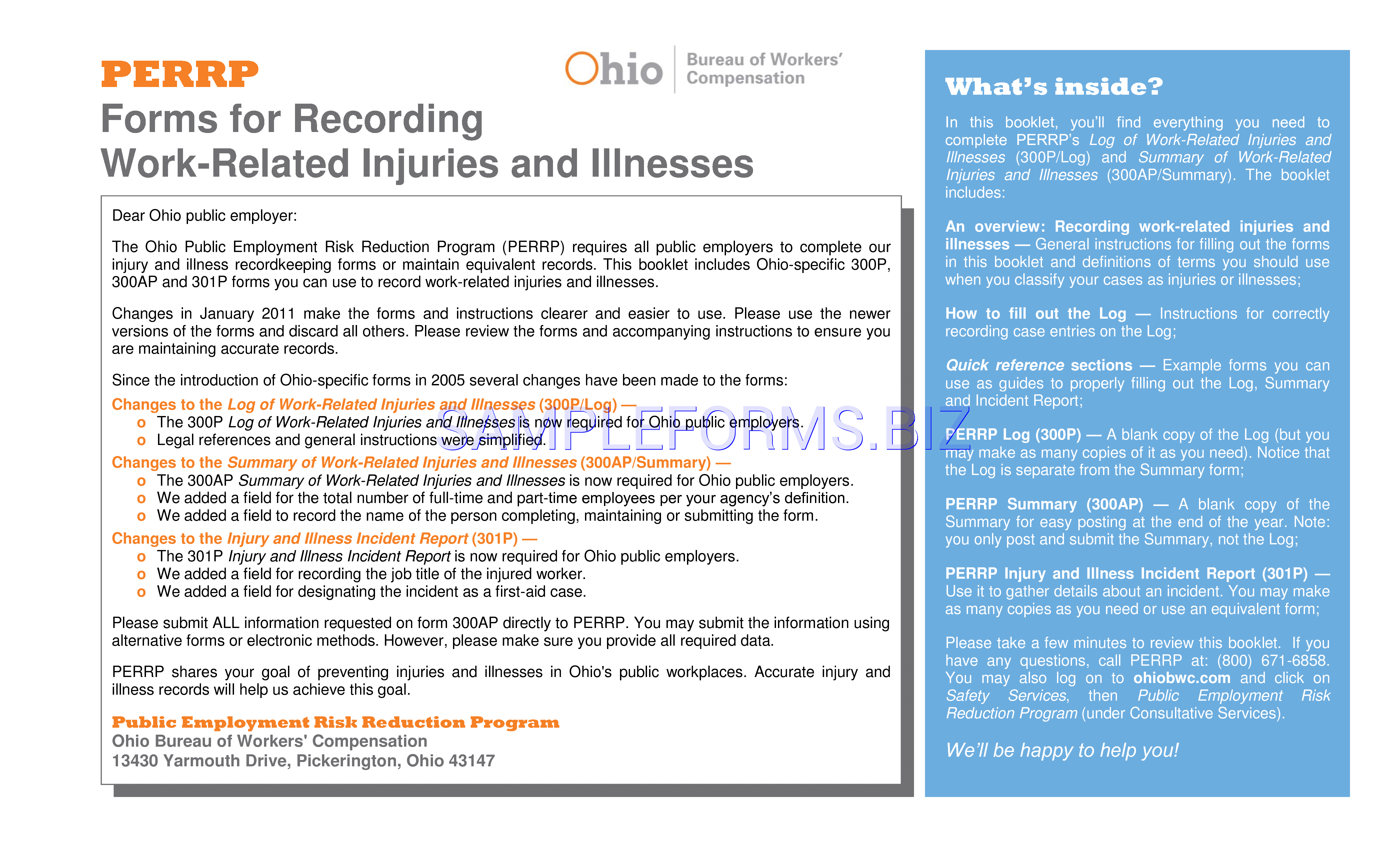 Preview free downloadable Ohio Forms For Recording Work-Related Injuries And Illnesses in PDF (page 1)